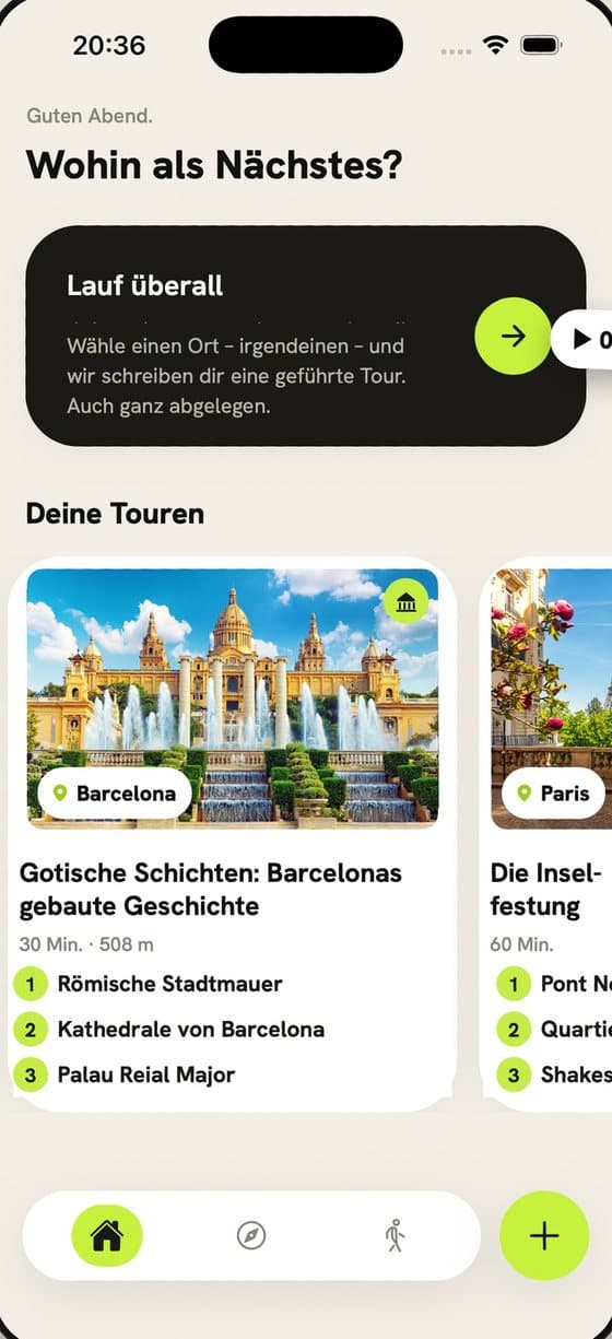 Audiowalks: home screen
