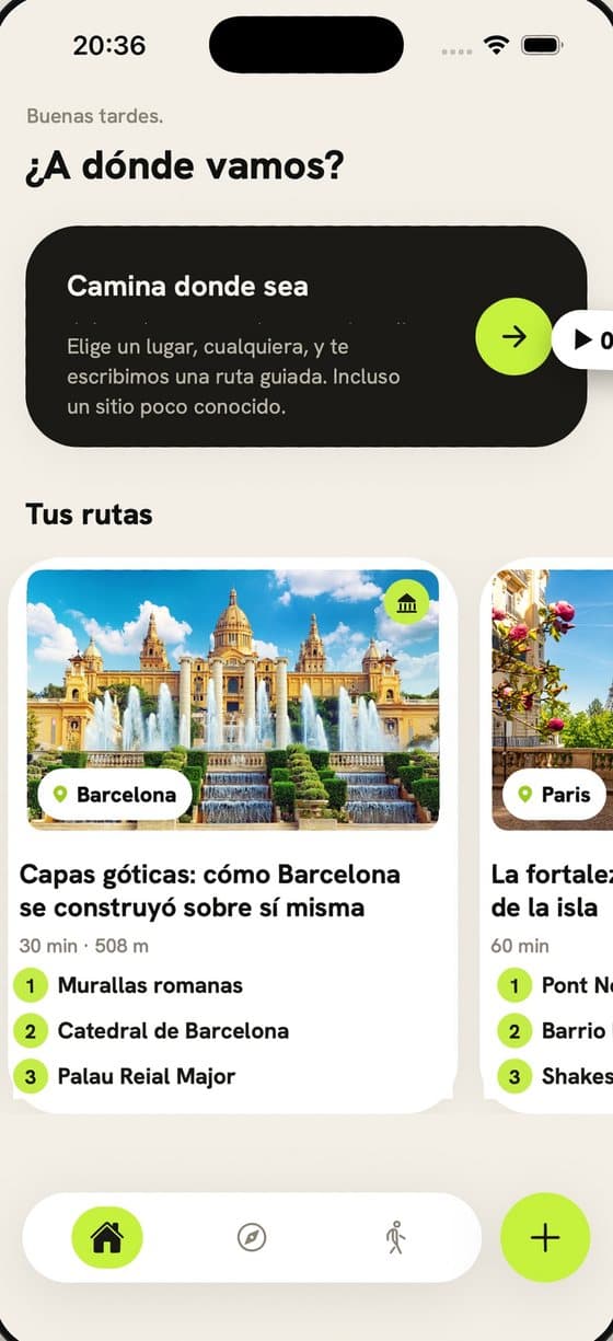 Audiowalks: home screen