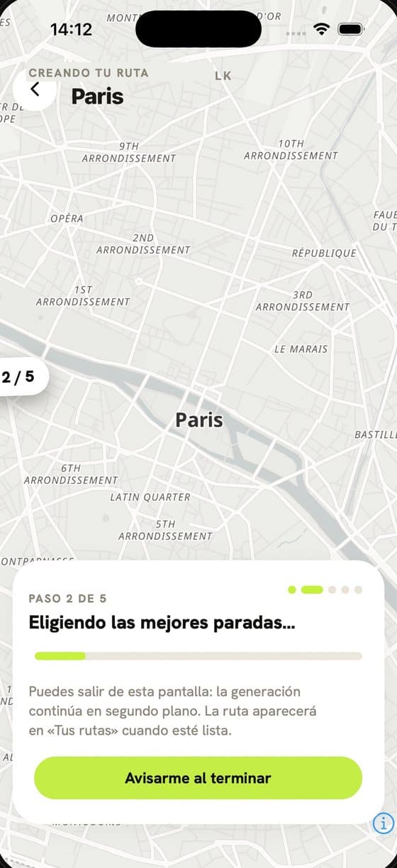 Audiowalks: tour generation progress