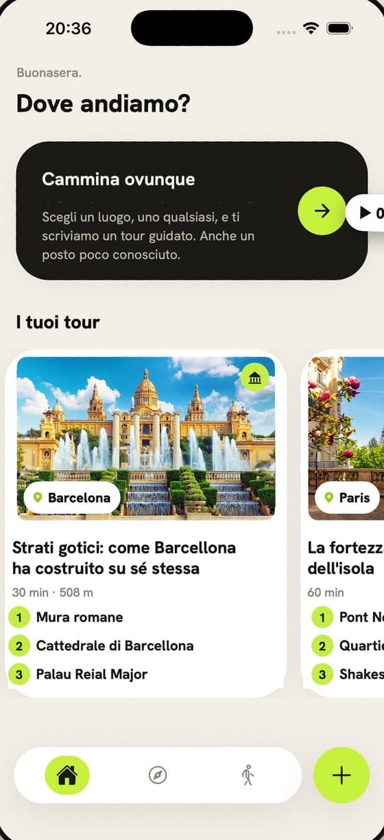Audiowalks: home screen