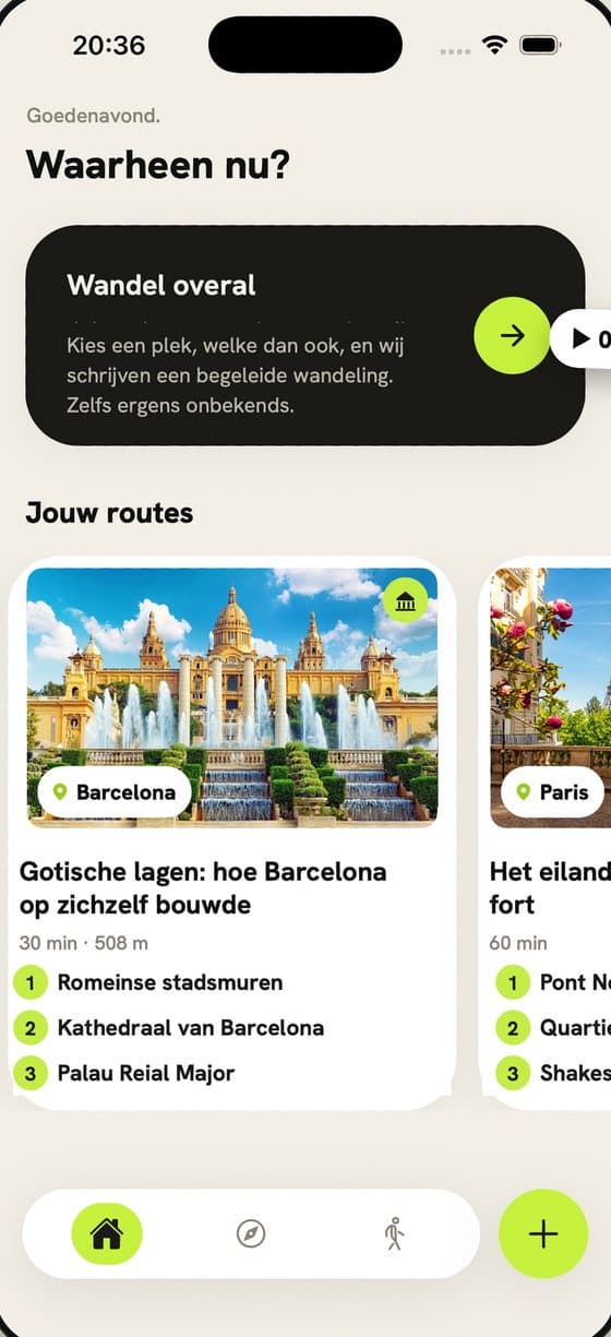 Audiowalks: home screen