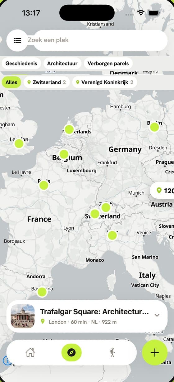 Audiowalks: guided walk with live map