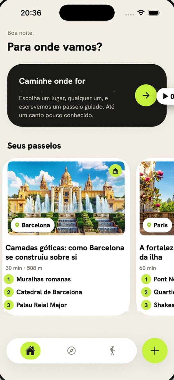 Audiowalks: home screen