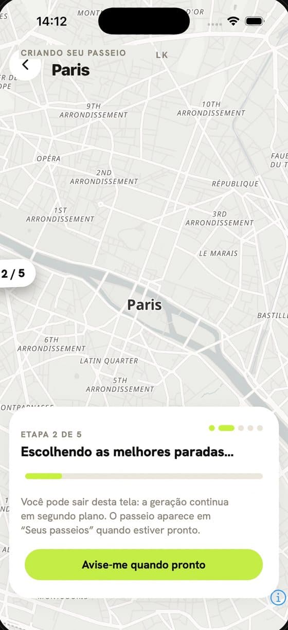 Audiowalks: tour generation progress