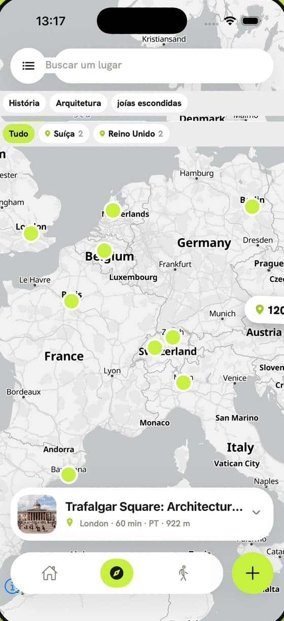Audiowalks: guided walk with live map